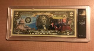 Bradford Exchange $2 Dollar Bill President Donald Trump 1st State Of The Union