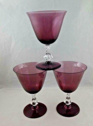 (3) Water Goblet Symphony (amethyst Bowl&foot) By Bryce