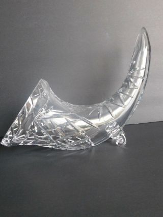 Cut Crystal Cornucopia Horn Of Plenty Thanksgiving Large Foot Centerpiece Vase 2
