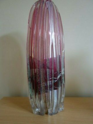 A Stunning Large James Carcass Studio Art Glass Vase.  Signed