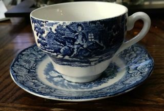 Vintage Liberty Blue Historic Colonial Scenes Teacup & Saucer Set