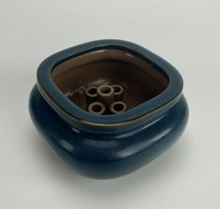 Mystery Maker Studio Hand Crafted Blue Glazed Pottery Vase Bowl Flower Frog 007 3