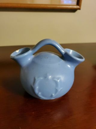 Red Wing Art Pottery Wedding Pot/vase,  908 Blue,  4.  5 Inch.  Flaked Lip With Chip