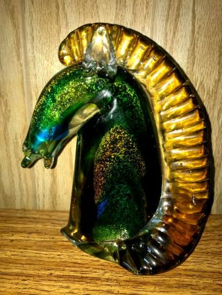 Vintage Mid - Century Murano Art Glass Horse Head Sculpture 9.  25 " Stunning