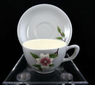 Weil Ware California Pottery Brentwood Dogwood On Gray 2 1/4 " Cup And Saucer Set