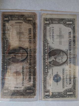 1935a 1 Hawaii Brown Seal Silver Certificate And A 1935 H Silver Certificate