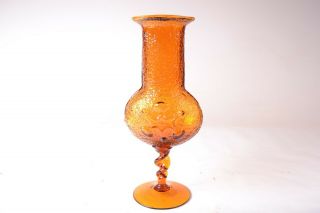 Vintage Design Mid Century Amber Art Glass Vase Wayne Husted Blenko For Stelvia