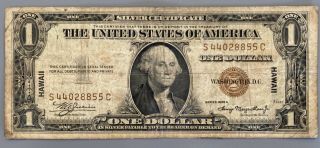 Us 1935 - A " Hawaii " $1 Silver Certificate Wwii Emergency Issue