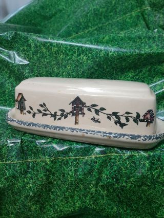 Home And Garden Party Birdhouse Butter Dish Handmade August 2001