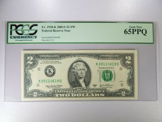 Fr.  1938 - K 2003a $2 Dallas Birthday Note Pcgs Currency 65 Ppq
