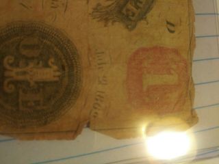 1862 Virginia Treasury note 1 dollar 3