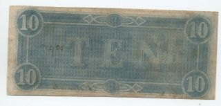 1864 Confederate States $10 note CS - 68 [y5631] 2