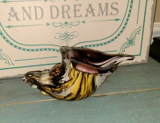 Vintage 8 " Conch Ocean Sea Shell Murano Style Glass Hand Blown Cased Apx 8x5x4