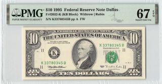 United States 1995 Fr.  2032 - K Pmg Gem Unc 67 Epq 10 Dollars Frn Dallas