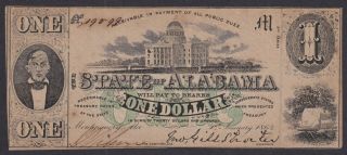 State Of Alabama One Dollar Montgomery 2nd Series 1863,  Treasury Note Currency