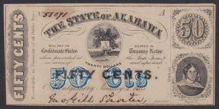 State Of Alabama 50 Cts Montgomery 2nd Series 1863,  Treasury Note Currency