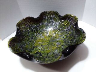 Vintage Murano Art Glass Bowl.  Multi - Colored With Gold Fleck.  Mid Century