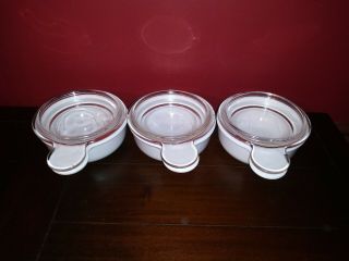 6 Pc Corning Ware White Grab It Bowl P - 150 - B With Handle And Pyrex Lid P - 150 - C