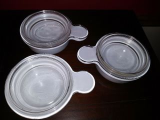 6 pc Corning Ware White Grab It Bowl P - 150 - B With Handle And Pyrex Lid P - 150 - C 2