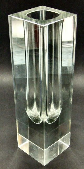 A Vintage Murano Sommerso Clear Glass Block Vase - Perfect
