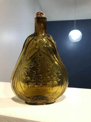 Shaker Bicentennial 1774 - 1974 Tree Of Life Amber Glass Bottle Flask