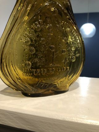 Shaker Bicentennial 1774 - 1974 Tree Of Life Amber Glass Bottle Flask 2