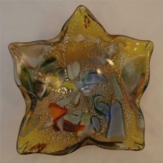 Vintage Murano Art Glass Star Flower Candy Dish Bowl Tray Italy Hk