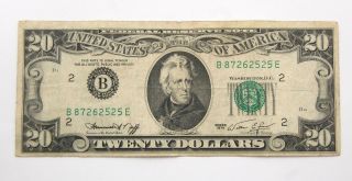 1974 Series $20 Twenty Dollar Bill Note B Us Currency York Federal Reserve
