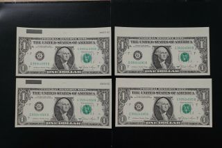 Usa 1981 $1 Note Ch - Unc Gb Series X 4 Notes With Extra Sleeves (k366)