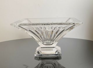Waterford 6” Footed Crystal Pedestal Bowl Square Clarion Signed.