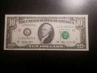 1993 $10 Dollar Bill Federal Reserve Bank Of San Francisco Uncirculated Note