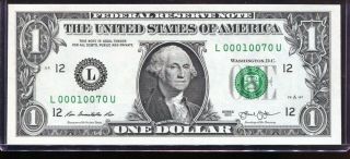 2013 $1 Federal Reserve Note San Francisco Fancy 6 0 