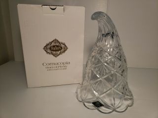 Large Vintage Shannon Crystal Glass Cornucopia Vase,  Centerpiece,  Horn I Box