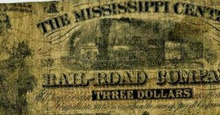 $3 " Mississippi Central " (railroad Note) 1800 
