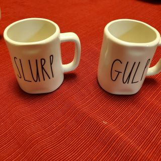 Rae Dunn Slurp And Gulp Small Mugs Cups 2 1/2 " Tall