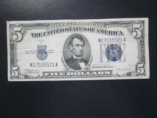 US $5 dollars 1934 - C Silver Certificate Misaligned serial Old banknote 2
