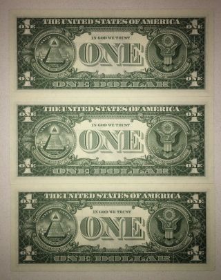 SET OF 3 CONSECUTIVE $1 Silver Certificates - CHOICE UNCIRCULATED 1957 2