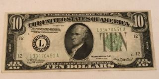 Us Series 1934 $10 Ten Dollar Bill Federal Reserve Note Green Seal
