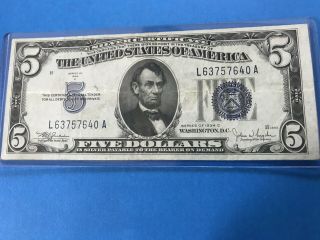 1934 C Blue Seal $5 Five Dollar Silver Certificate