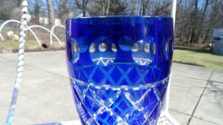 Vintage Bohemian Cobalt - Blue Cut To Clear - Crystal - Vase - Czech - Glass