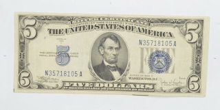 Crisp 1934 - C $5.  00 Silver Certificate Note Historic Silver On Demand Note 611
