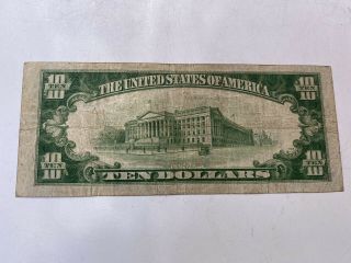 Series 1934 Ten Dollar $10 Federal Reserve Note Blue Seal 2