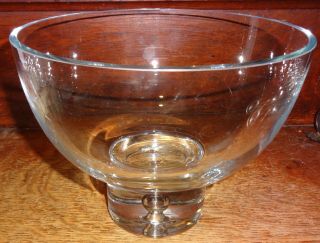 Krosno Glass Crystal Poland Bubble Base Bowl 8 - 1/4 " X 6 - 3/4 " Jensen Mid Century