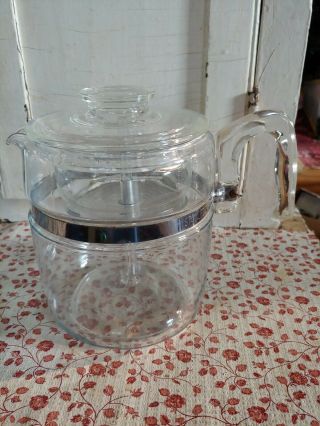 Vintage Pyrex Flameware 9 Cup Glass Coffee Pot Percolator 7759 - B