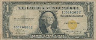 Usa Silver Certificate 1 Dollar 1935 I30790985c Series A - Yellow Seal Circ