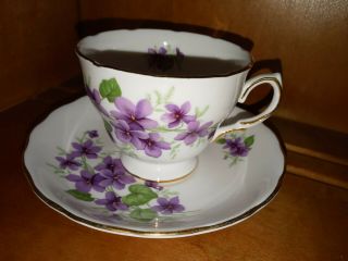 Royal Vale Bone China England Floral Footed Tea Cup & Saucer Pattern Shabby Chic