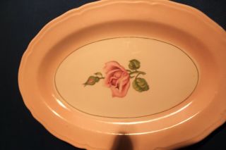 Edwin M.  Knowles China Co 8.  5 " Serving Platter Semi Vitreous Pink Roses Usa 43 - 7