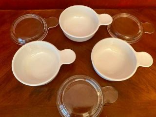 6 pc Corning Ware White Grab It Bowl P - 150 - B With Handle And Lid Pyrex P - 150 - C 3