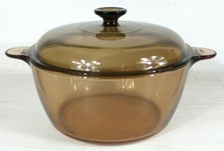 Corning Vision Ware 4.  5l Dutch Oven With Lid Amber - Made In Usa