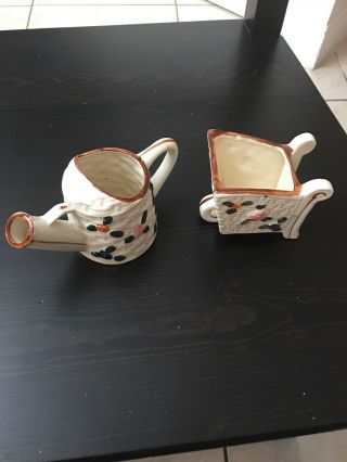 Hand Painted “nasco” Ceramic Pitcher And Cart Set (just)